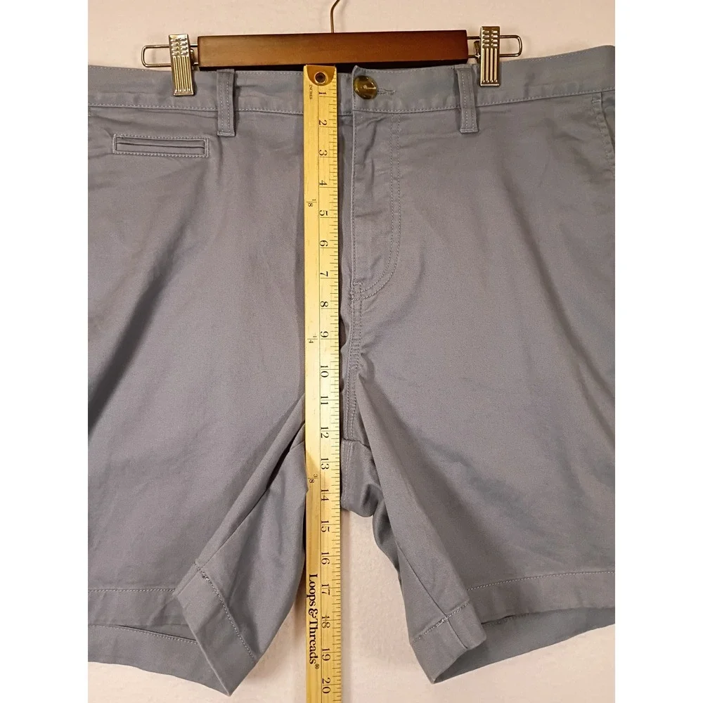 Preppy 14th & Union Mens 38 Blue Grey Slim Fit Stretch Cotton Chino Shorts